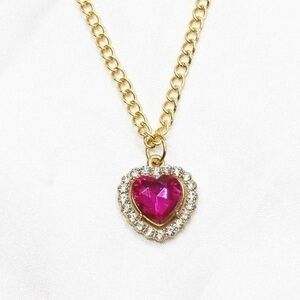 Pink Rhinestone Heart Necklace